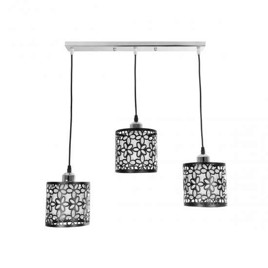 GLOBOSTAR® RAINELDA 01247 Μοντέρνο Κρεμαστό Φωτιστικό Οροφής με Ντουί 3 x E27 AC 220-240V IP20 - Μαύρο & Λευκό - Μ60 x Π15 x Υ19cm GLOBOSTAR® RAINELDA 01247 Μοντέρνο Κρεμαστό Φωτιστικό Οροφής με Ντουί 3 x E27 AC 220-240V IP20 - Μαύρο & Λευκό - Μ60 x Π15 x Υ19cm