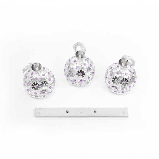GLOBOSTAR® BOUQUET 01249 Μοντέρνο Κρεμαστό Φωτιστικό Οροφής με Ντουί 3 x E27 AC 220-240V IP20 - Ασημί & Μωβ - Μ66 x Π18 x Υ24cm GLOBOSTAR® BOUQUET 01249 Μοντέρνο Κρεμαστό Φωτιστικό Οροφής με Ντουί 3 x E27 AC 220-240V IP20 - Ασημί & Μωβ - Μ66 x Π18 x Υ24cm