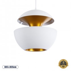 GLOBOSTAR® SEVILLE 01268 Μοντέρνο Κρεμαστό Φωτιστικό Οροφής με Ντουί 1 x E27 AC 220-240V IP20 - Λευκό & Χρυσό - Μ35 x Π35 x Υ35cm