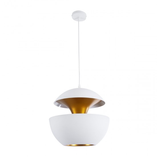GLOBOSTAR® SEVILLE 01268 Μοντέρνο Κρεμαστό Φωτιστικό Οροφής με Ντουί 1 x E27 AC 220-240V IP20 - Λευκό & Χρυσό - Μ35 x Π35 x Υ35cm