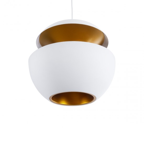 GLOBOSTAR® SEVILLE 01268 Μοντέρνο Κρεμαστό Φωτιστικό Οροφής με Ντουί 1 x E27 AC 220-240V IP20 - Λευκό & Χρυσό - Μ35 x Π35 x Υ35cm