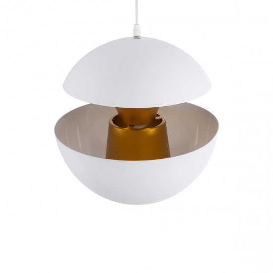 GLOBOSTAR® SEVILLE 01268 Μοντέρνο Κρεμαστό Φωτιστικό Οροφής με Ντουί 1 x E27 AC 220-240V IP20 - Λευκό & Χρυσό - Μ35 x Π35 x Υ35cm