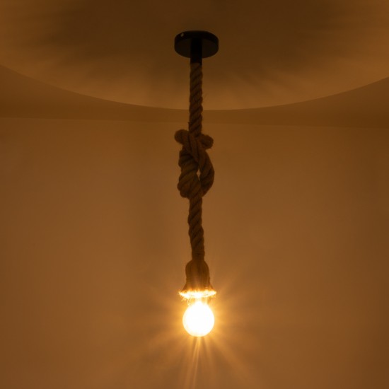 GLOBOSTAR® ROPE 01278 Boho Κρεμαστό Φωτιστικό Οροφής με Ντουί 1 x E27 AC 220-240V IP20 - Μπεζ - Μ10 x Π3.5 x Y100cm GLOBOSTAR® ROPE 01278 Boho Κρεμαστό Φωτιστικό Οροφής με Ντουί 1 x E27 AC 220-240V IP20 - Μπεζ - Μ10 x Π3.5 x Y100cm