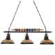 GLOBOSTAR® BILLIARD SERIES 01280 Vintage Κρεμαστό Φωτιστικό Οροφής με Ντουί 3 x E27 AC 220-240V IP20 - Μαύρο & Μελί - Μ96 x Π25 x Υ30cm