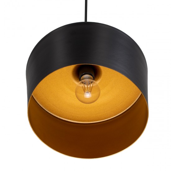 GLOBOSTAR® ROCKFORD 01287-A Μοντέρνο Κρεμαστό Φωτιστικό Οροφής με Ντουί 1 x E27 AC 220-240V IP20 - Μαύρο & Χρυσό - Μ30 x Π30 x Υ30cm