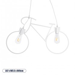 GLOBOSTAR® BIKE 01300 Vintage Κρεμαστό Φωτιστικό Οροφής με Ντουί 2 x E27 AC 220-240V IP20 - Λευκό - Μ67 x Π3.5 x Υ41cm