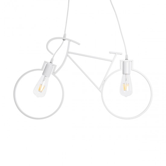 GLOBOSTAR® BIKE 01300 Vintage Κρεμαστό Φωτιστικό Οροφής με Ντουί 2 x E27 AC 220-240V IP20 - Λευκό - Μ67 x Π3.5 x Υ41cm GLOBOSTAR® BIKE 01300 Vintage Κρεμαστό Φωτιστικό Οροφής με Ντουί 2 x E27 AC 220-240V IP20 - Λευκό - Μ67 x Π3.5 x Υ41cm