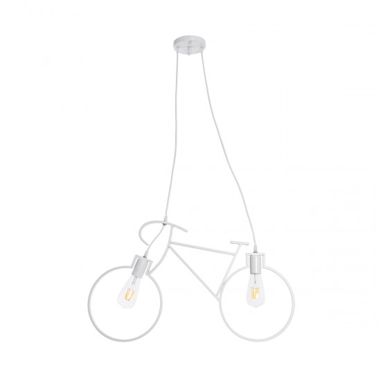 GLOBOSTAR® BIKE 01300 Vintage Κρεμαστό Φωτιστικό Οροφής με Ντουί 2 x E27 AC 220-240V IP20 - Λευκό - Μ67 x Π3.5 x Υ41cm GLOBOSTAR® BIKE 01300 Vintage Κρεμαστό Φωτιστικό Οροφής με Ντουί 2 x E27 AC 220-240V IP20 - Λευκό - Μ67 x Π3.5 x Υ41cm
