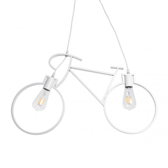 GLOBOSTAR® BIKE 01300 Vintage Κρεμαστό Φωτιστικό Οροφής με Ντουί 2 x E27 AC 220-240V IP20 - Λευκό - Μ67 x Π3.5 x Υ41cm GLOBOSTAR® BIKE 01300 Vintage Κρεμαστό Φωτιστικό Οροφής με Ντουί 2 x E27 AC 220-240V IP20 - Λευκό - Μ67 x Π3.5 x Υ41cm