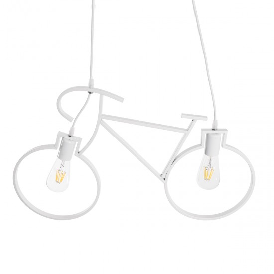 GLOBOSTAR® BIKE 01300 Vintage Κρεμαστό Φωτιστικό Οροφής με Ντουί 2 x E27 AC 220-240V IP20 - Λευκό - Μ67 x Π3.5 x Υ41cm GLOBOSTAR® BIKE 01300 Vintage Κρεμαστό Φωτιστικό Οροφής με Ντουί 2 x E27 AC 220-240V IP20 - Λευκό - Μ67 x Π3.5 x Υ41cm