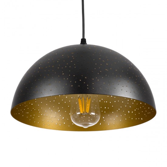 GLOBOSTAR® SOLANA 01301 Μοντέρνο Κρεμαστό Φωτιστικό Οροφής με Ντουί 1 x E27 AC 220-240V IP20 - Μαύρο & Χρυσό - Μ30 x Π30 x Υ15cm GLOBOSTAR® SOLANA 01301 Μοντέρνο Κρεμαστό Φωτιστικό Οροφής με Ντουί 1 x E27 AC 220-240V IP20 - Μαύρο & Χρυσό - Μ30 x Π30 x Υ15cm