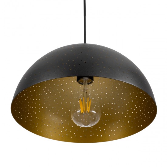 GLOBOSTAR® SOLANA 01301 Μοντέρνο Κρεμαστό Φωτιστικό Οροφής με Ντουί 1 x E27 AC 220-240V IP20 - Μαύρο & Χρυσό - Μ30 x Π30 x Υ15cm GLOBOSTAR® SOLANA 01301 Μοντέρνο Κρεμαστό Φωτιστικό Οροφής με Ντουί 1 x E27 AC 220-240V IP20 - Μαύρο & Χρυσό - Μ30 x Π30 x Υ15cm