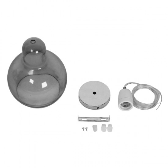 GLOBOSTAR® BOSSANOVA 01313 Μοντέρνο Κρεμαστό Φωτιστικό Οροφής με Ντουί 1 x E27 AC 220-240V IP20 - Γκρι - Μ18 x Π18 x Υ23cm