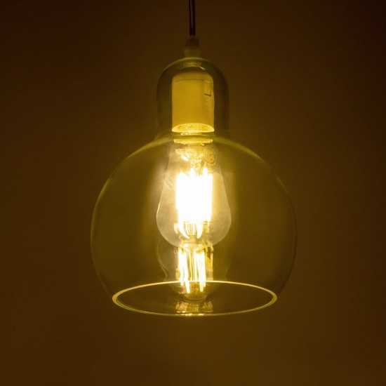 GLOBOSTAR® LUCREZIA 01314 Μοντέρνο Κρεμαστό Φωτιστικό Οροφής με Ντουί 1 x E27 AC 220-240V IP20 - Διάφανο - Μ18 x Π18 x Υ24cm