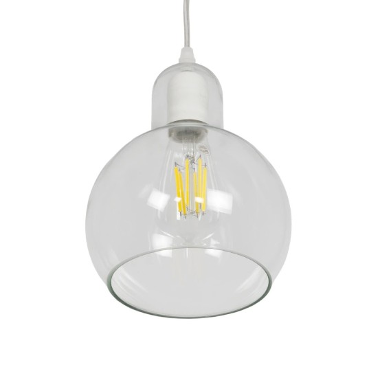 GLOBOSTAR® LUCREZIA 01314 Μοντέρνο Κρεμαστό Φωτιστικό Οροφής με Ντουί 1 x E27 AC 220-240V IP20 - Διάφανο - Μ18 x Π18 x Υ24cm