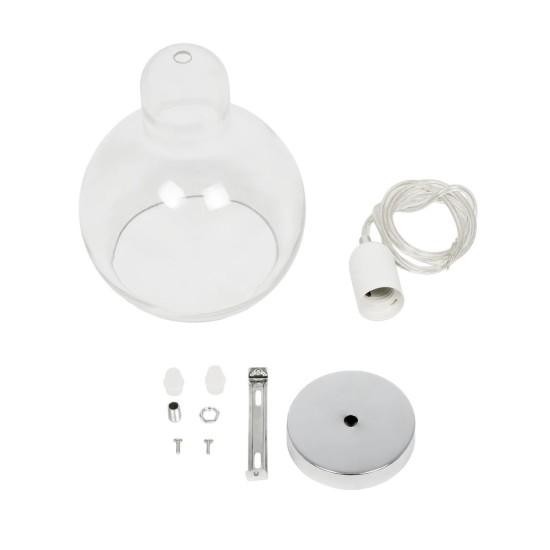 GLOBOSTAR® LUCREZIA 01314 Μοντέρνο Κρεμαστό Φωτιστικό Οροφής με Ντουί 1 x E27 AC 220-240V IP20 - Διάφανο - Μ18 x Π18 x Υ24cm
