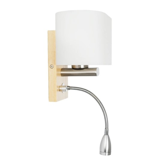 GLOBOSTAR® ELEGANT 01316 Μοντέρνο Φωτιστικό Τοίχου - Απλίκα Ξενοδοχείου Reading Light με Ντουί 1 x E27 LED 3W 360lm 36° AC 220-240V IP20 Θερμό Λευκό 2700K - Bridgelux COB Chip - Λευκό & Μπεζ - Μ15 x Π20 x Υ22.5cm - 2 Χρόνια Εγγύηση