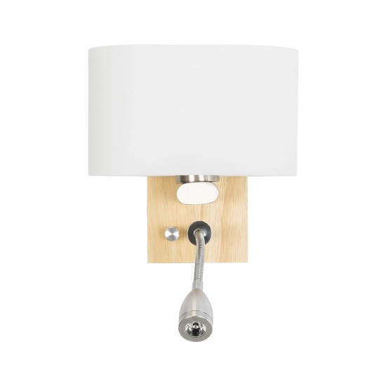 GLOBOSTAR® ELEGANT 01316 Μοντέρνο Φωτιστικό Τοίχου - Απλίκα Ξενοδοχείου Reading Light με Ντουί 1 x E27 LED 3W 360lm 36° AC 220-240V IP20 Θερμό Λευκό 2700K - Bridgelux COB Chip - Λευκό & Μπεζ - Μ15 x Π20 x Υ22.5cm - 2 Χρόνια Εγγύηση