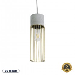 GLOBOSTAR® DURANT 01322 Μοντέρνο Κρεμαστό Φωτιστικό Οροφής με Ντουί 1 x E27 AC 220-240V IP20 - Γκρι & Χρυσό - Μ12 x Π12 x Υ40cm