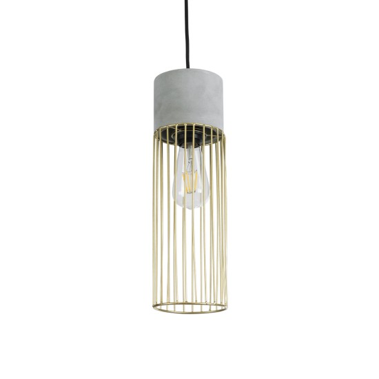GLOBOSTAR® DURANT 01322 Μοντέρνο Κρεμαστό Φωτιστικό Οροφής με Ντουί 1 x E27 AC 220-240V IP20 - Γκρι & Χρυσό - Μ12 x Π12 x Υ40cm
