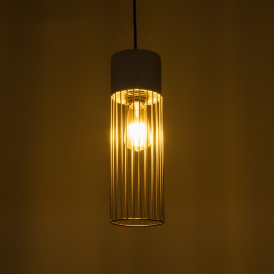 GLOBOSTAR® DURANT 01322 Μοντέρνο Κρεμαστό Φωτιστικό Οροφής με Ντουί 1 x E27 AC 220-240V IP20 - Γκρι & Χρυσό - Μ12 x Π12 x Υ40cm