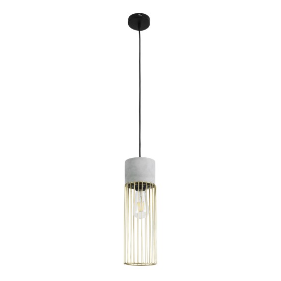 GLOBOSTAR® DURANT 01322 Μοντέρνο Κρεμαστό Φωτιστικό Οροφής με Ντουί 1 x E27 AC 220-240V IP20 - Γκρι & Χρυσό - Μ12 x Π12 x Υ40cm