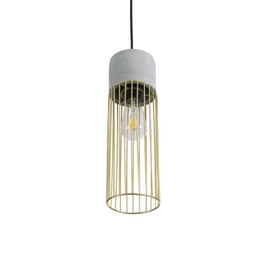 GLOBOSTAR® DURANT 01322 Μοντέρνο Κρεμαστό Φωτιστικό Οροφής με Ντουί 1 x E27 AC 220-240V IP20 - Γκρι & Χρυσό - Μ12 x Π12 x Υ40cm
