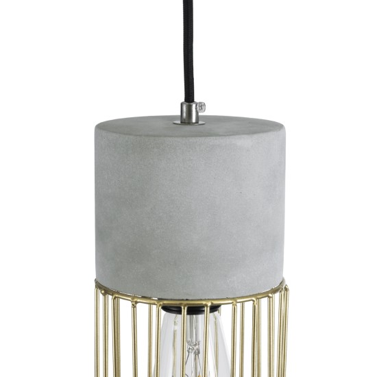 GLOBOSTAR® DURANT 01322 Μοντέρνο Κρεμαστό Φωτιστικό Οροφής με Ντουί 1 x E27 AC 220-240V IP20 - Γκρι & Χρυσό - Μ12 x Π12 x Υ40cm