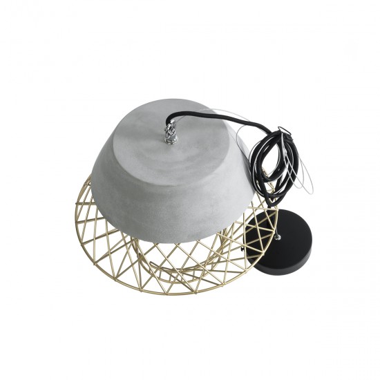 GLOBOSTAR® DURANT 01324 Μοντέρνο Κρεμαστό Φωτιστικό Οροφής με Ντουί 1 x E27 AC 220-240V IP20 - Γκρι & Χρυσό - Μ35 x Π35 x Υ35cm