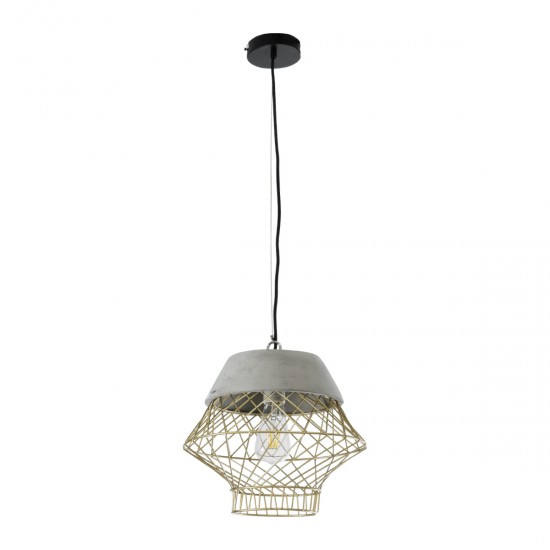 GLOBOSTAR® DURANT 01324 Μοντέρνο Κρεμαστό Φωτιστικό Οροφής με Ντουί 1 x E27 AC 220-240V IP20 - Γκρι & Χρυσό - Μ35 x Π35 x Υ35cm