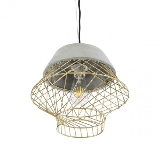 GLOBOSTAR® DURANT 01324 Μοντέρνο Κρεμαστό Φωτιστικό Οροφής με Ντουί 1 x E27 AC 220-240V IP20 - Γκρι & Χρυσό - Μ35 x Π35 x Υ35cm