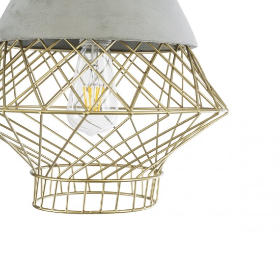 GLOBOSTAR® DURANT 01324 Μοντέρνο Κρεμαστό Φωτιστικό Οροφής με Ντουί 1 x E27 AC 220-240V IP20 - Γκρι & Χρυσό - Μ35 x Π35 x Υ35cm