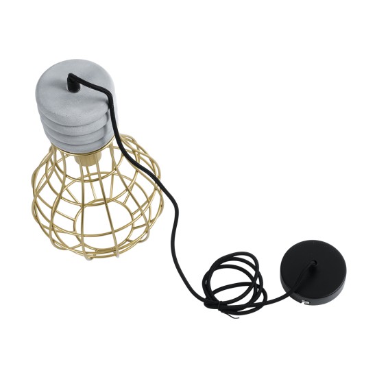 GLOBOSTAR® DURANT 01325 Μοντέρνο Κρεμαστό Φωτιστικό Οροφής με Ντουί 1 x E27 AC 220-240V IP20 - Γκρι & Χρυσό - Μ20 x Π20 x Υ35cm GLOBOSTAR® DURANT 01325 Μοντέρνο Κρεμαστό Φωτιστικό Οροφής με Ντουί 1 x E27 AC 220-240V IP20 - Γκρι & Χρυσό - Μ20 x Π20 x Υ35cm