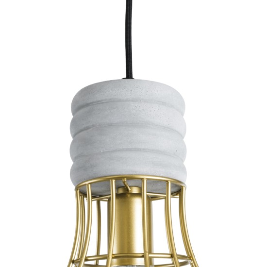 GLOBOSTAR® DURANT 01325 Μοντέρνο Κρεμαστό Φωτιστικό Οροφής με Ντουί 1 x E27 AC 220-240V IP20 - Γκρι & Χρυσό - Μ20 x Π20 x Υ35cm GLOBOSTAR® DURANT 01325 Μοντέρνο Κρεμαστό Φωτιστικό Οροφής με Ντουί 1 x E27 AC 220-240V IP20 - Γκρι & Χρυσό - Μ20 x Π20 x Υ35cm