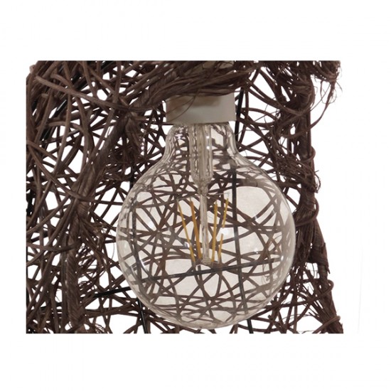 GLOBOSTAR® CRESCENT 01330 Vintage Κρεμαστό Φωτιστικό Οροφής με Ντουί 1 x E27 AC 220-240V IP20 - Καφέ - Μ30 x Π20 x Υ35cm