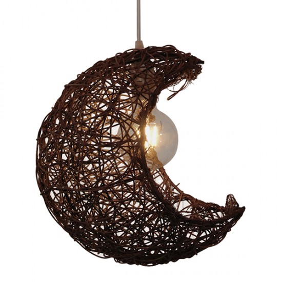 GLOBOSTAR® CRESCENT 01330 Vintage Κρεμαστό Φωτιστικό Οροφής με Ντουί 1 x E27 AC 220-240V IP20 - Καφέ - Μ30 x Π20 x Υ35cm