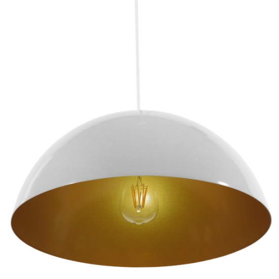 GLOBOSTAR® LUNE 01339 Μοντέρνο Κρεμαστό Φωτιστικό Οροφής με Ντουί 1 x E27 AC 220-240V IP20 - Λευκό & Χρυσό - Μ40 x Π40 x Υ20cm GLOBOSTAR® LUNE 01339 Μοντέρνο Κρεμαστό Φωτιστικό Οροφής με Ντουί 1 x E27 AC 220-240V IP20 - Λευκό & Χρυσό - Μ40 x Π40 x Υ20cm