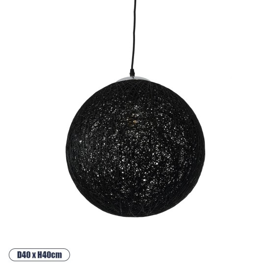 GLOBOSTAR® OCEANA 01360 Boho Κρεμαστό Φωτιστικό Οροφής με Ντουί 1 x E27 AC 220-240V IP20 - Μαύρο - Μ40 x Π40 x Υ40cm