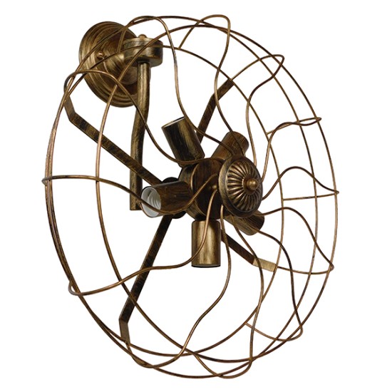 GLOBOSTAR® FAN 01381 Vintage Φωτιστικό Τοίχου - Απλίκα με Ντουί 5 x E27 AC 220-240V IP20 - Μπρούτζινο - Μ46 x Π22 x Υ46cm
