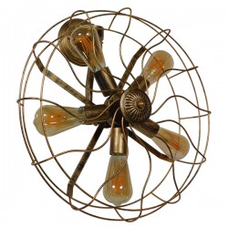 GLOBOSTAR® FAN 01381 Vintage Φωτιστικό Τοίχου - Απλίκα με Ντουί 5 x E27 AC 220-240V IP20 - Μπρούτζινο - Μ46 x Π22 x Υ46cm