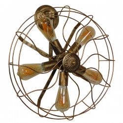 GLOBOSTAR® FAN 01381 Vintage Φωτιστικό Τοίχου - Απλίκα με Ντουί 5 x E27 AC 220-240V IP20 - Μπρούτζινο - Μ46 x Π22 x Υ46cm GLOBOSTAR® FAN 01381 Vintage Φωτιστικό Τοίχου - Απλίκα με Ντουί 5 x E27 AC 220-240V IP20 - Μπρούτζινο - Μ46 x Π22 x Υ46cm