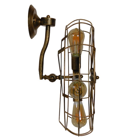 GLOBOSTAR® FAN 01381 Vintage Φωτιστικό Τοίχου - Απλίκα με Ντουί 5 x E27 AC 220-240V IP20 - Μπρούτζινο - Μ46 x Π22 x Υ46cm