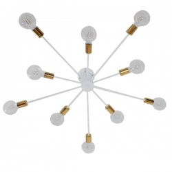 GLOBOSTAR® OLINDA 01383 Μοντέρνο Φωτιστικό Οροφής με Ντουί 10 x E27 AC 220-240V IP20 - Λευκό & Χρυσό - Μ95 x Π95 x Υ17cm
