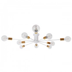 GLOBOSTAR® OLINDA 01383 Μοντέρνο Φωτιστικό Οροφής με Ντουί 10 x E27 AC 220-240V IP20 - Λευκό & Χρυσό - Μ95 x Π95 x Υ17cm