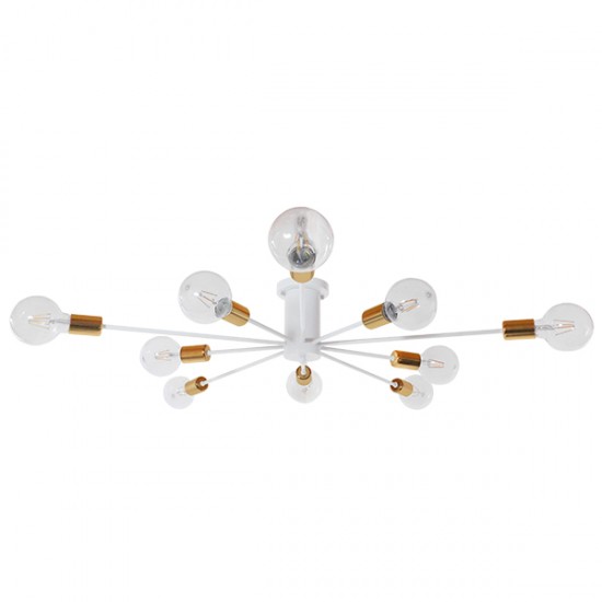 GLOBOSTAR® OLINDA 01383 Μοντέρνο Φωτιστικό Οροφής με Ντουί 10 x E27 AC 220-240V IP20 - Λευκό & Χρυσό - Μ95 x Π95 x Υ17cm