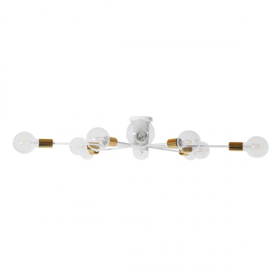 GLOBOSTAR® OLINDA 01383 Μοντέρνο Φωτιστικό Οροφής με Ντουί 10 x E27 AC 220-240V IP20 - Λευκό & Χρυσό - Μ95 x Π95 x Υ17cm