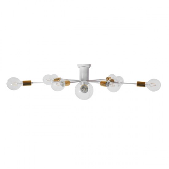 GLOBOSTAR® OLINDA 01383 Μοντέρνο Φωτιστικό Οροφής με Ντουί 10 x E27 AC 220-240V IP20 - Λευκό & Χρυσό - Μ95 x Π95 x Υ17cm