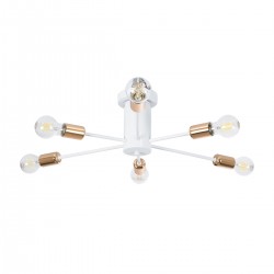 GLOBOSTAR® OLINDA 01385 Μοντέρνο Φωτιστικό Οροφής με Ντουί 6 x E27 AC 220-240V IP20 - Λευκό & Χάλκινο - Μ60 x Π60 x Υ20cm