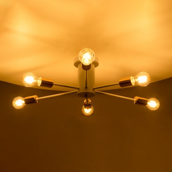 GLOBOSTAR® OLINDA 01385 Μοντέρνο Φωτιστικό Οροφής με Ντουί 6 x E27 AC 220-240V IP20 - Λευκό & Χάλκινο - Μ60 x Π60 x Υ20cm GLOBOSTAR® OLINDA 01385 Μοντέρνο Φωτιστικό Οροφής με Ντουί 6 x E27 AC 220-240V IP20 - Λευκό & Χάλκινο - Μ60 x Π60 x Υ20cm
