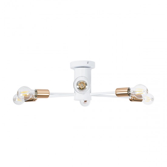 GLOBOSTAR® OLINDA 01385 Μοντέρνο Φωτιστικό Οροφής με Ντουί 6 x E27 AC 220-240V IP20 - Λευκό & Χάλκινο - Μ60 x Π60 x Υ20cm GLOBOSTAR® OLINDA 01385 Μοντέρνο Φωτιστικό Οροφής με Ντουί 6 x E27 AC 220-240V IP20 - Λευκό & Χάλκινο - Μ60 x Π60 x Υ20cm